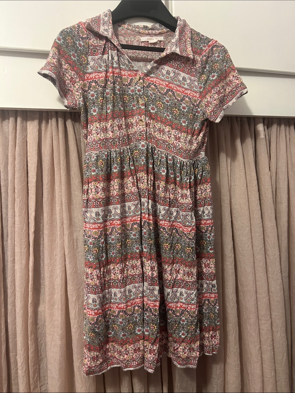 O'Neill Pink Multi Paisley-Stripe Short Sleeve Mini Dress